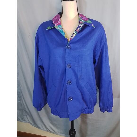 Joan Walter's Floral Reversible Windbreaker Jacket - Picture 4 of 6